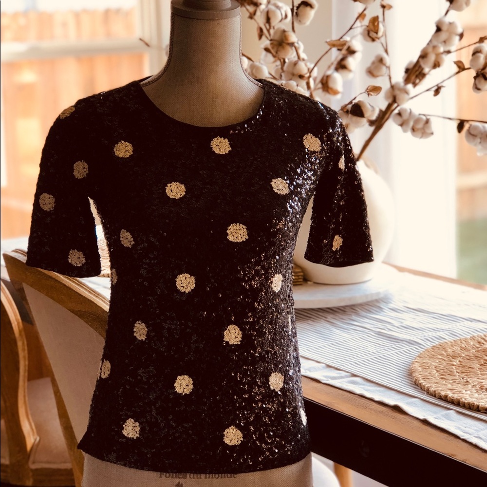 J Crew sequin polka dot top